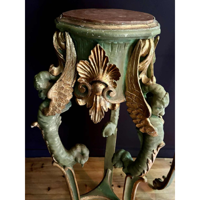 Pair of gilded and painted wood saddles, Italy early 20th century