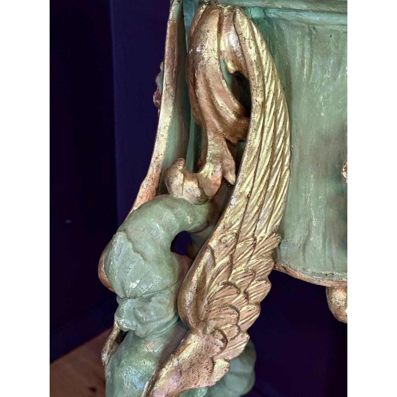 Pair of gilded and painted wood saddles, Italy early 20th century