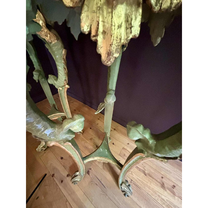 Pair of gilded and painted wood saddles, Italy early 20th century