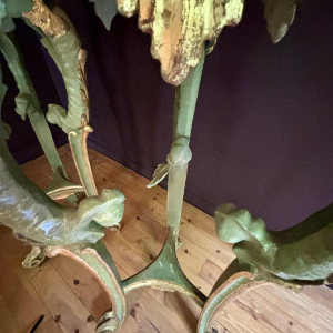 Pair of gilded and painted wood saddles, Italy early 20th century