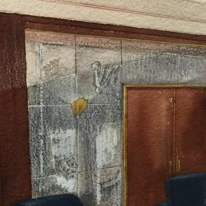 Art Deco watercolor "President's Office" of SABAM by the VANDERBORGHT establishments in Brussels, ca 1930