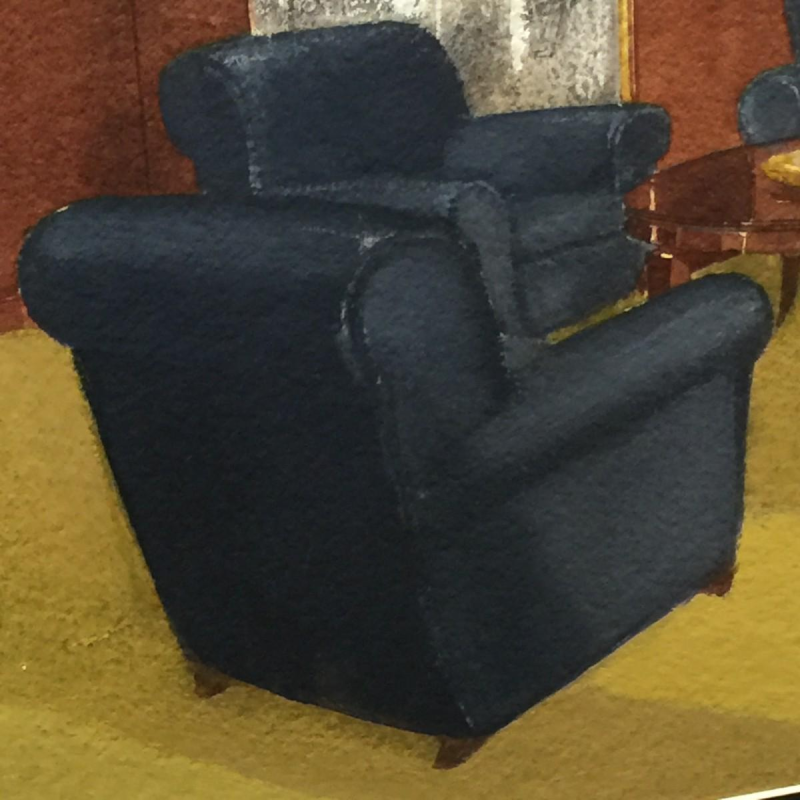 Art Deco watercolor "President's Office" of SABAM by the VANDERBORGHT establishments in Brussels, ca 1930