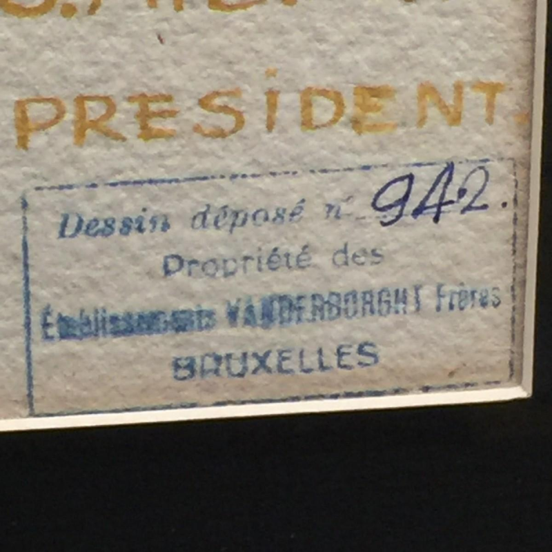 Aquarelle Art Déco "Bureau Président" de la SABAM par les Etablissements VANDERBORGHT à Bruxelles, ca 1930