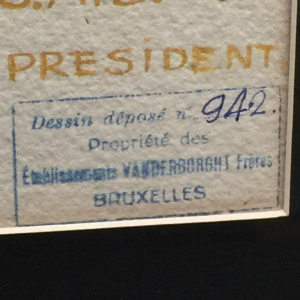Aquarelle Art Déco "Bureau Président" de la SABAM par les Etablissements VANDERBORGHT à Bruxelles, ca 1930