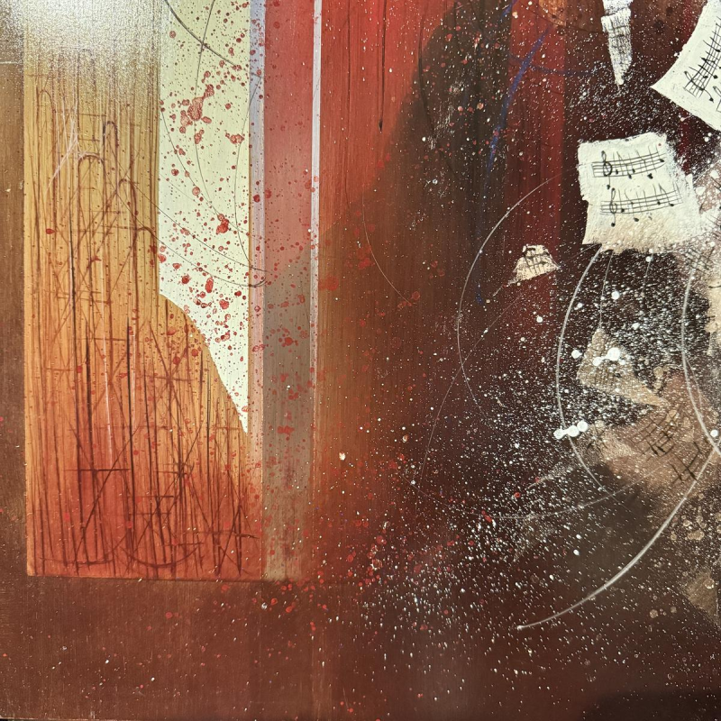 Jean-Claude DRESSE «Violoniste mystérieuse» tableau fantastique surréaliste