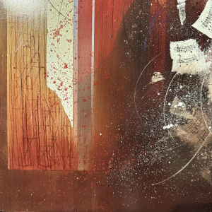 Jean-Claude DRESSE «Violoniste mystérieuse» tableau fantastique surréaliste