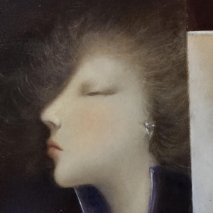 Jean-Claude DRESSE «Violoniste mystérieuse» tableau fantastique surréaliste