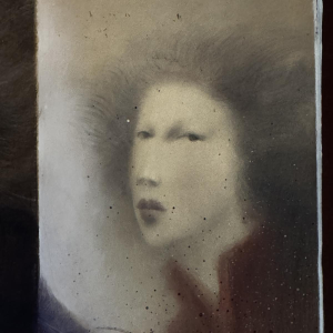 Jean-Claude Dresse, "De mysterieuze violist", een fantastisch surrealistisch schilderij.