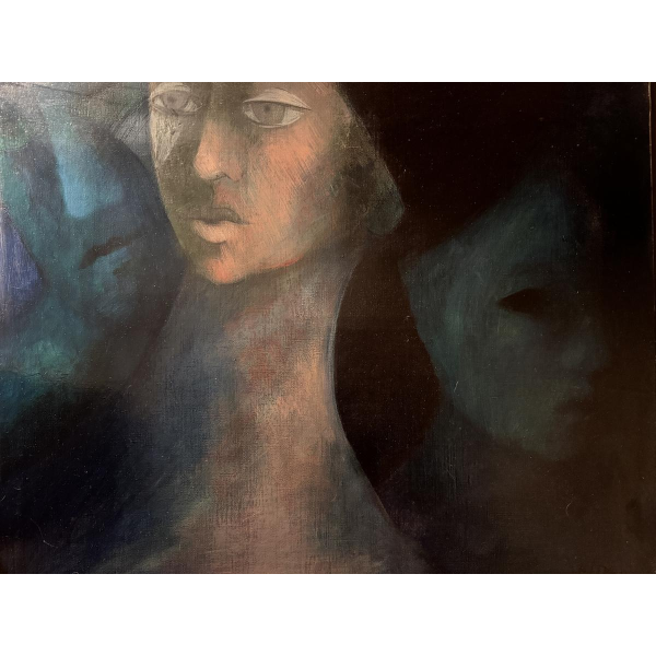 Colette Bitker “Gezichten”, olieverfschilderij op canvas