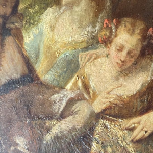 Narcisse Virgile Diaz de la Pena "Gallant Scene in the Park" oil painting on panel, ca. 1850