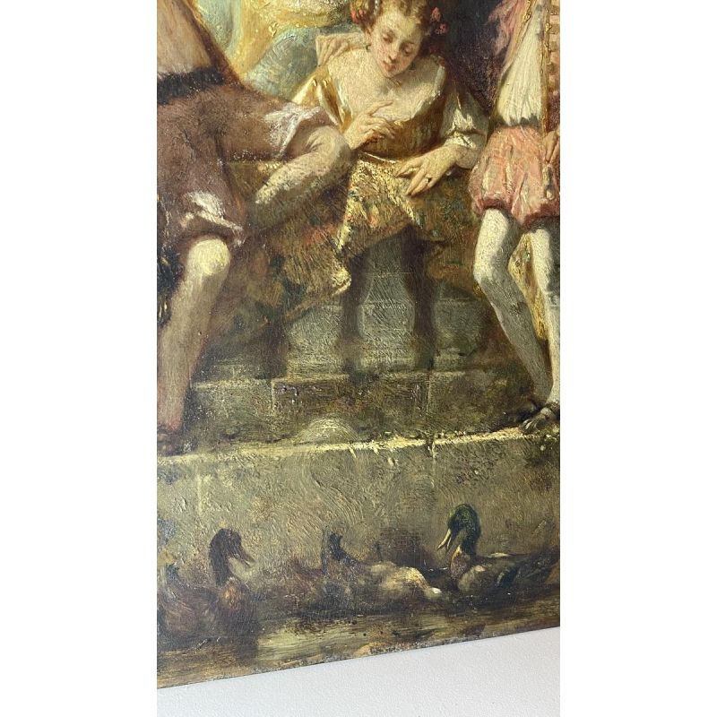 Narcisse Virgile Diaz de la Pena "Een galante scène in het park", olieverfschilderij op paneel, ca. 1850