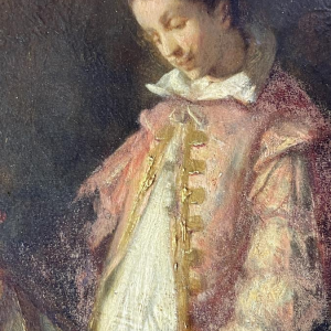 Narcisse Virgile Diaz de la Pena "Gallant Scene in the Park" oil painting on panel, ca. 1850