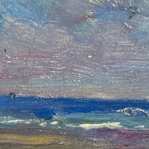 Albert DANDOY «La plage à la Panne» 1948 peinture huile sur cuivre