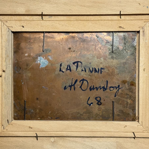 Albert Dandoy “Het strand van La Panne” 1948 olieverfschilderij op koper