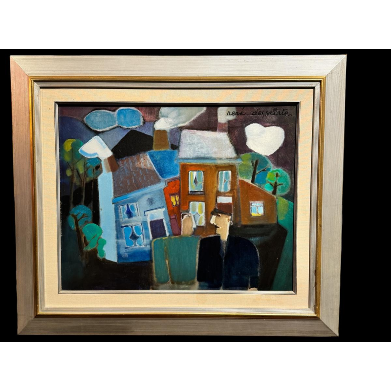 René DESSAINTE «2 amis au Pays Noir» peinture huile sur toile