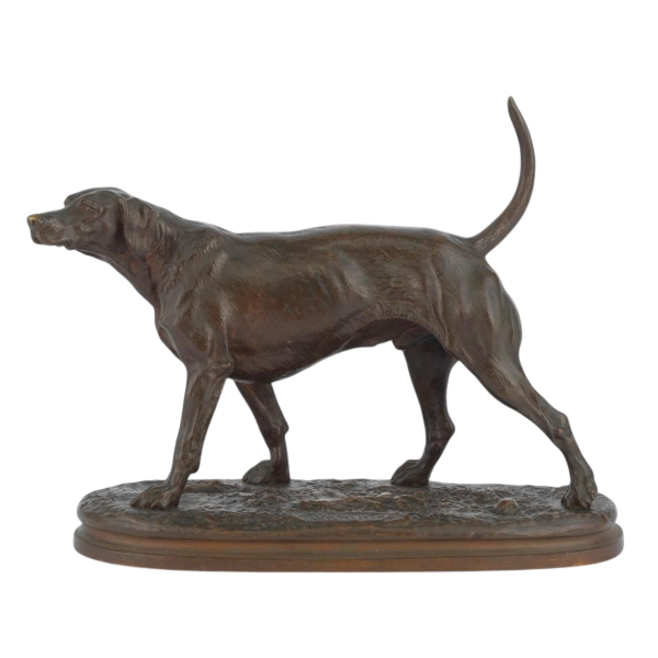 Arthur Waagen 'De Vampierhond', bronzen dierensculptuur, 19e eeuw