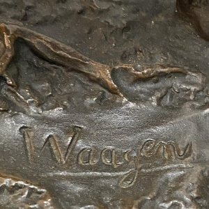 Arthur Waagen 'The Vampire Dog' bronze animal sculpture, 19th century