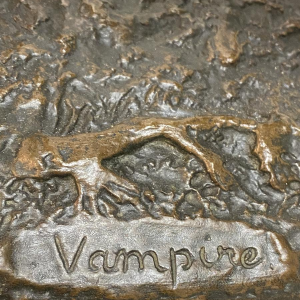 Arthur WAAGEN 'Le Chien Vampire' sculpture bronze animalier, XIXe s