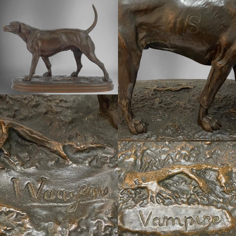 Arthur WAAGEN 'Le Chien Vampire' sculpture bronze animalier, XIXe s
