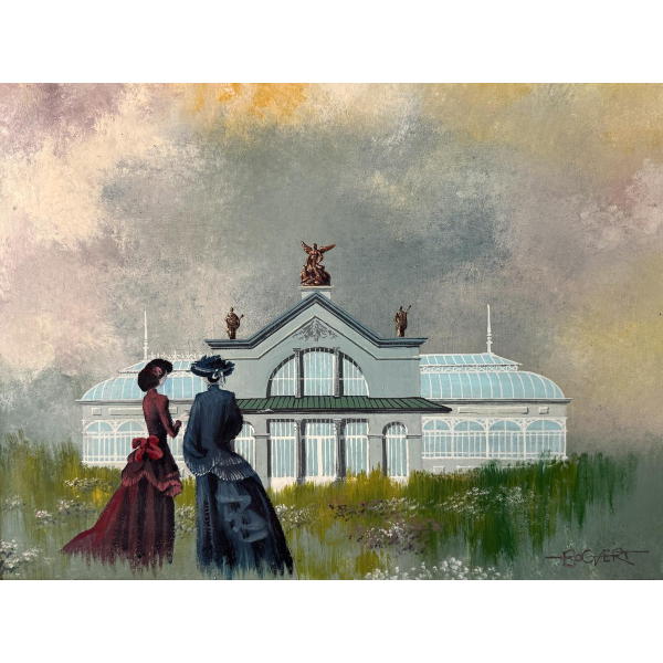 Gaston BOGAERT «Les désœuvrées» peinture surréaliste fantastique huile sur panneau
