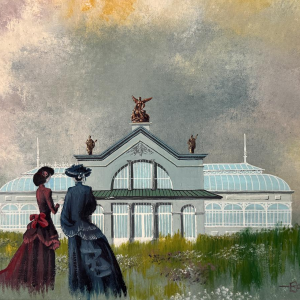 Gaston BOGAERT «Les désœuvrées» peinture surréaliste fantastique huile sur panneau