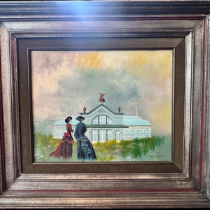 Gaston BOGAERT “De Luiaards”, een fantastisch surrealistisch schilderij, olieverf op paneel.