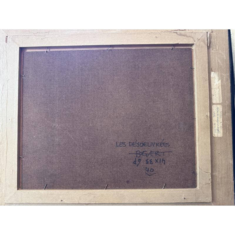 Gaston BOGAERT “De Luiaards”, een fantastisch surrealistisch schilderij, olieverf op paneel.