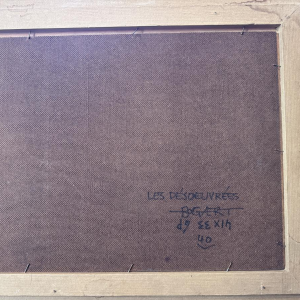 Gaston BOGAERT “De Luiaards”, een fantastisch surrealistisch schilderij, olieverf op paneel.