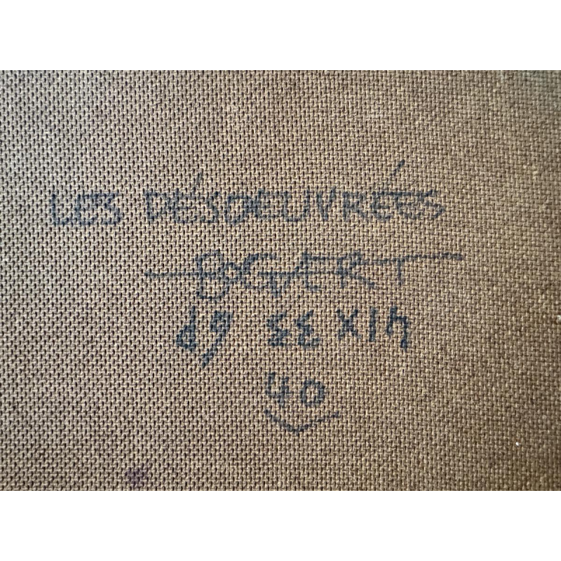 Gaston BOGAERT “De Luiaards”, een fantastisch surrealistisch schilderij, olieverf op paneel.