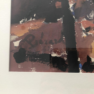 Landschapsschilderij "Beauring" van A. Pierard, gouache op papier.