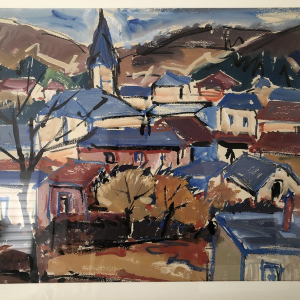 A. Pierard "Beauraing" landscape painting, gouache on paper