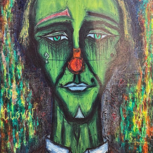 Paul GARDANNE “Clown” 1965 olieverf op doek in de stijl van Bernard Buffet