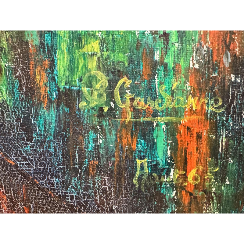 Paul GARDANNE “Clown” 1965 oil on canvas in the style of Bernard Buffet