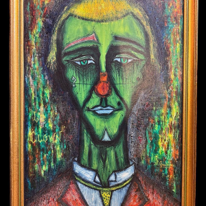 Paul GARDANNE «Clown» 1965 huile sur toile à la manière de Bernard Buffet