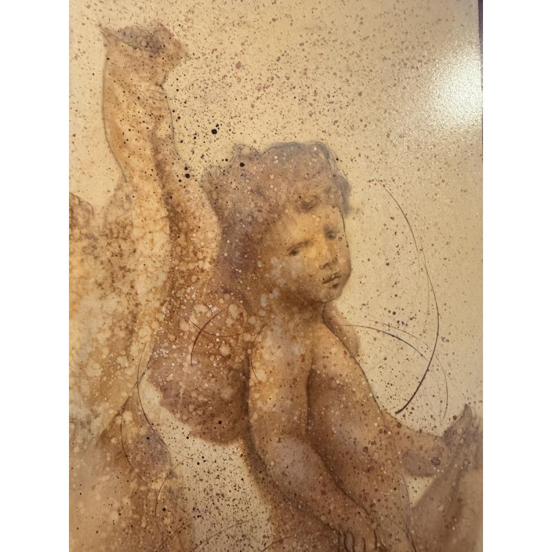 Jean-Claude DRESSE “Composition with cherub and fruit” oil painting on panel