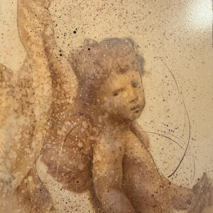 Jean-Claude DRESSE “Composition with cherub and fruit” oil painting on panel