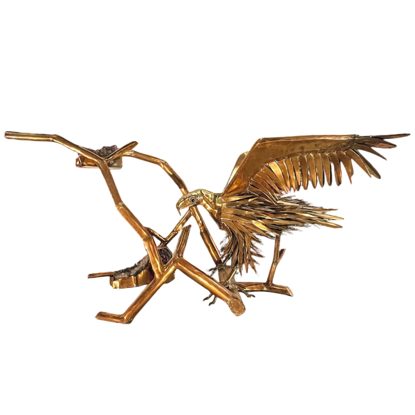 Christian Techoueyres, Hollywood Regency dining table/console in brass and amethyst geodes, 1970s