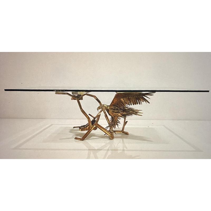 Christian Techoueyres, table à dîner / console Hollywood Regency laiton et géodes d'améthyste, 1970s