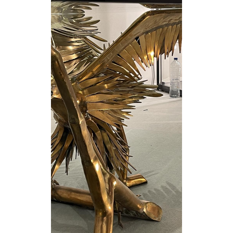 Christian Techoueyres, Hollywood Regency eettafel/console van messing en amethistgeodes, jaren 70