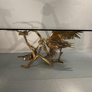 Christian Techoueyres, table à dîner / console Hollywood Regency laiton et géodes d'améthyste, 1970s