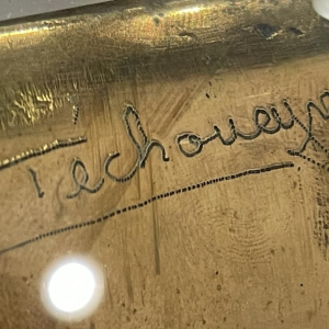 Christian Techoueyres, table à dîner / console Hollywood Regency laiton et géodes d'améthyste, 1970s