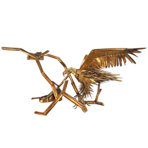 Christian Techoueyres, Hollywood Regency eettafel/console van messing en amethistgeodes, jaren 70