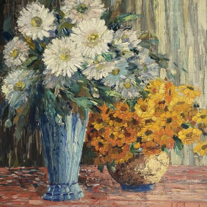 Alfred Pietercelie "Bouquet de fleurs" tableau huile sur toile, 1924