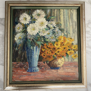 Alfred Pietercelie "Bouquet de fleurs" tableau huile sur toile, 1924