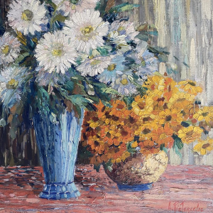 Alfred Pietercelie "Boeket van bloemen", olieverfschilderij op doek, 1924