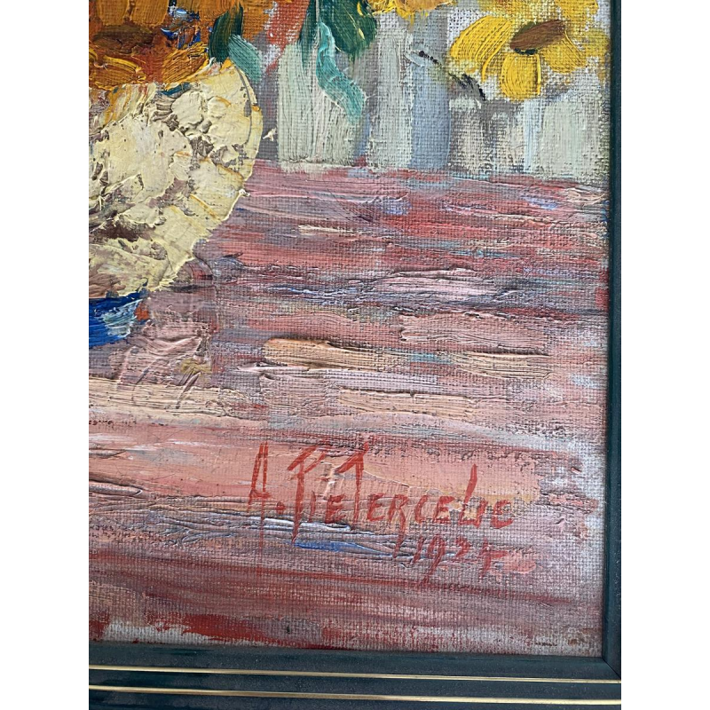 Alfred Pietercelie "Bouquet de fleurs" tableau huile sur toile, 1924