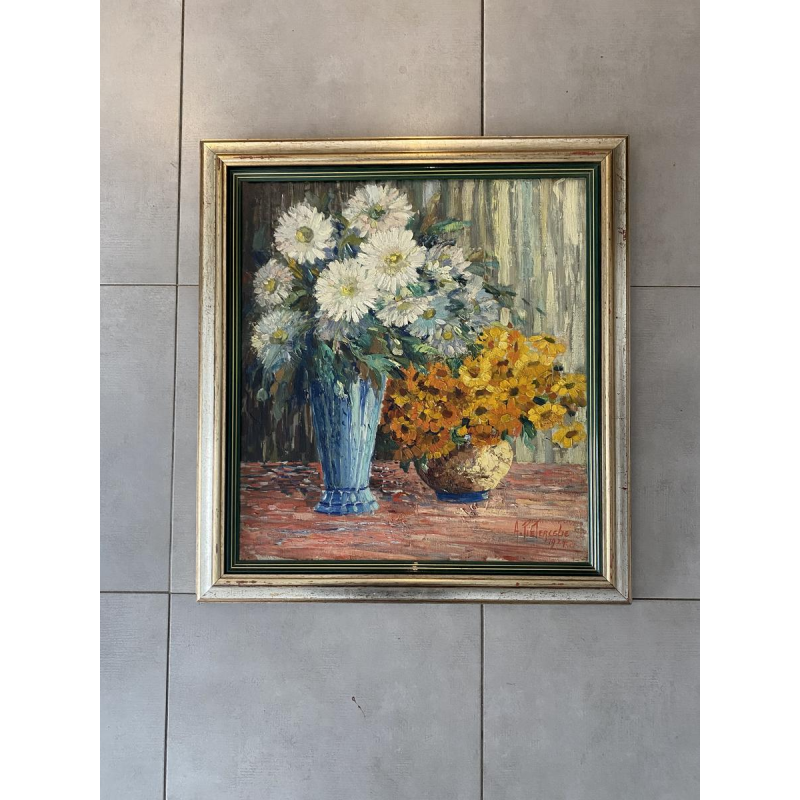 Alfred Pietercelie "Bouquet de fleurs" tableau huile sur toile, 1924