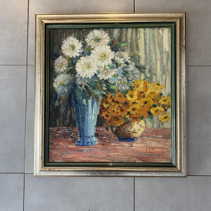 Alfred Pietercelie "Bouquet of Flowers" oil painting on canvas, 1924