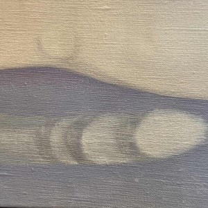 Mireille BASTIN « le buveur de bière et son chat » peinture huile sur toile