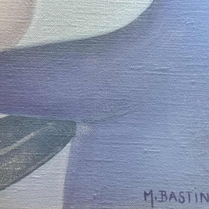 Mireille BASTIN "The béer drinker and his cat" oil painting on canvas,